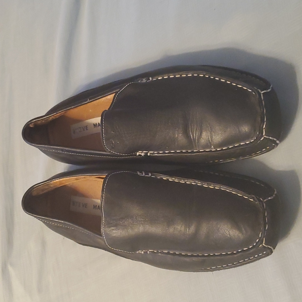 Mens Leather  Moccasin Slip On Shoe, Black, loafers